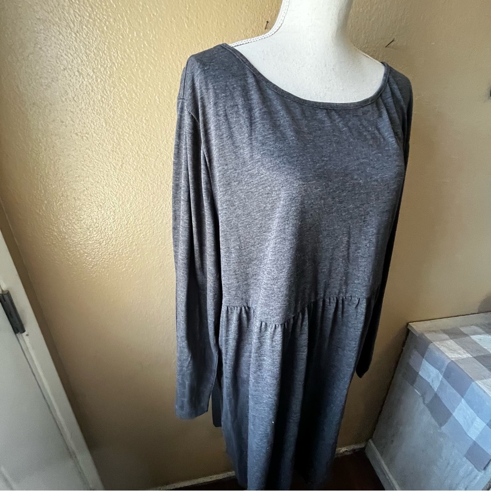 Woman’s Plus Size Longsleeve Dark Gray High Low Dress 5X